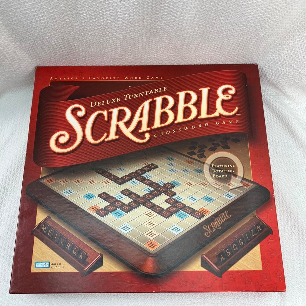 Scrabble Deluxe Turntable Board Game 2001 Complete Parker Brothers Word Finder